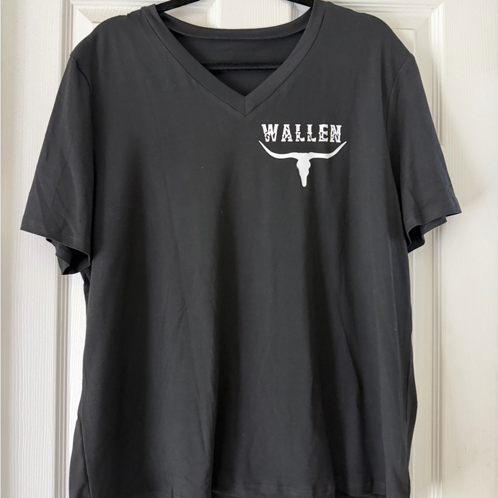 Black V-Neck Shirt with Longhorn Logo